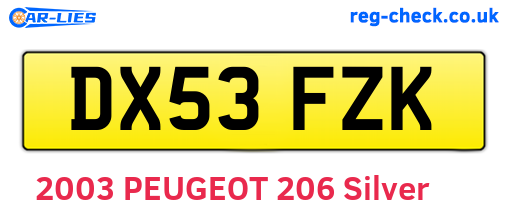 DX53FZK are the vehicle registration plates.