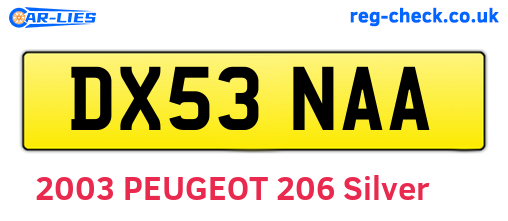DX53NAA are the vehicle registration plates.