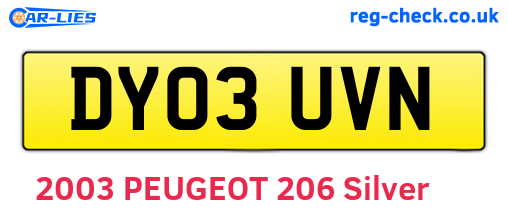 DY03UVN are the vehicle registration plates.