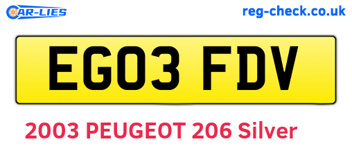 EG03FDV are the vehicle registration plates.