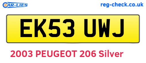 EK53UWJ are the vehicle registration plates.