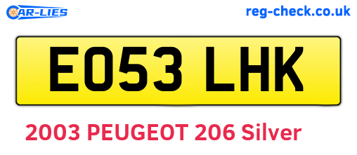 EO53LHK are the vehicle registration plates.