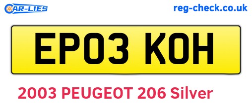 EP03KOH are the vehicle registration plates.