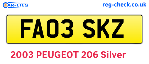 FA03SKZ are the vehicle registration plates.
