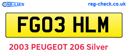 FG03HLM are the vehicle registration plates.