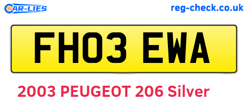 FH03EWA are the vehicle registration plates.