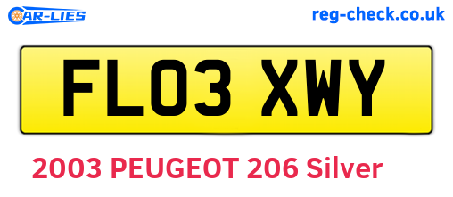 FL03XWY are the vehicle registration plates.