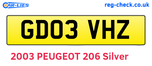 GD03VHZ are the vehicle registration plates.