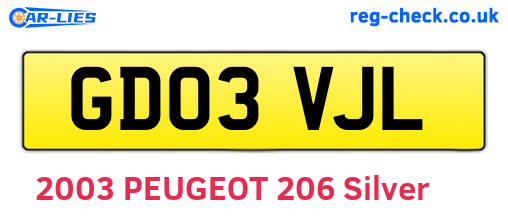 GD03VJL are the vehicle registration plates.
