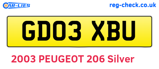 GD03XBU are the vehicle registration plates.