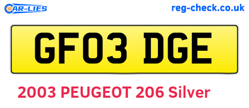 GF03DGE are the vehicle registration plates.