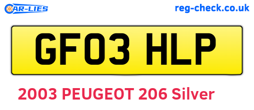 GF03HLP are the vehicle registration plates.