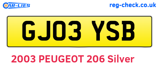 GJ03YSB are the vehicle registration plates.