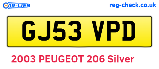 GJ53VPD are the vehicle registration plates.