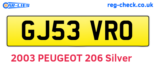 GJ53VRO are the vehicle registration plates.