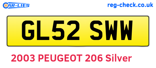 GL52SWW are the vehicle registration plates.