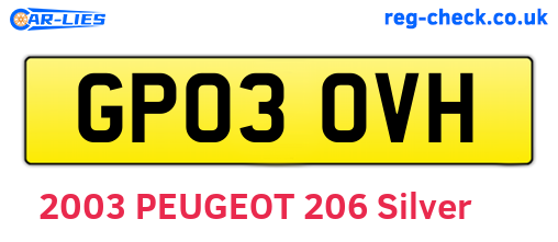 GP03OVH are the vehicle registration plates.