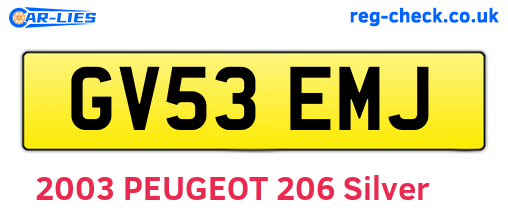 GV53EMJ are the vehicle registration plates.