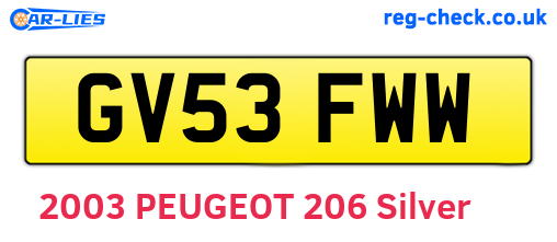 GV53FWW are the vehicle registration plates.