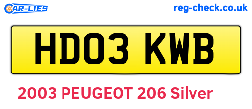 HD03KWB are the vehicle registration plates.