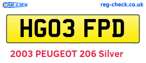 HG03FPD are the vehicle registration plates.