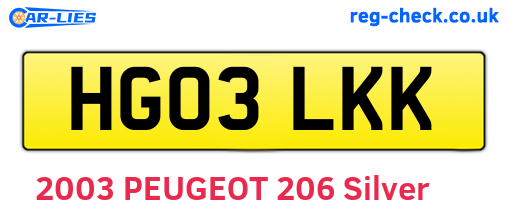 HG03LKK are the vehicle registration plates.