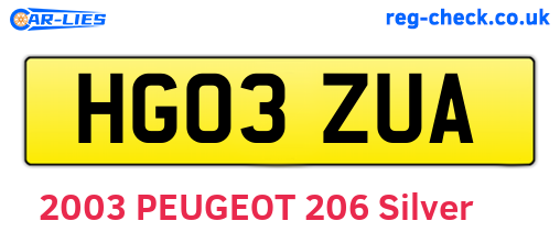 HG03ZUA are the vehicle registration plates.