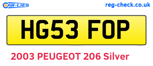 HG53FOP are the vehicle registration plates.