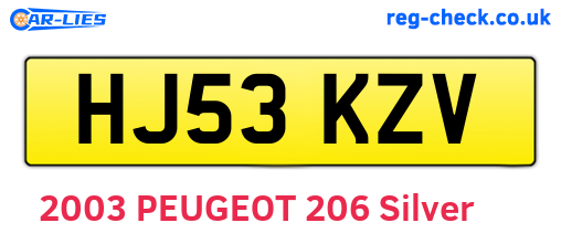 HJ53KZV are the vehicle registration plates.