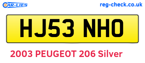 HJ53NHO are the vehicle registration plates.