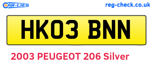 HK03BNN are the vehicle registration plates.