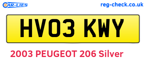 HV03KWY are the vehicle registration plates.