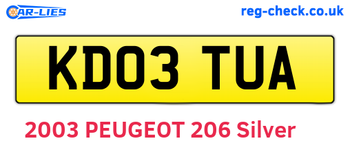 KD03TUA are the vehicle registration plates.
