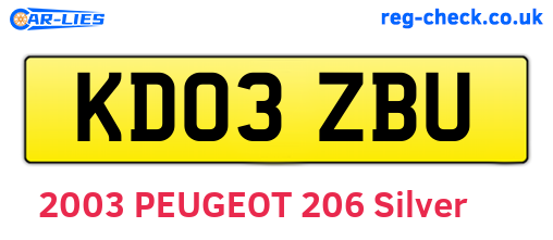 KD03ZBU are the vehicle registration plates.