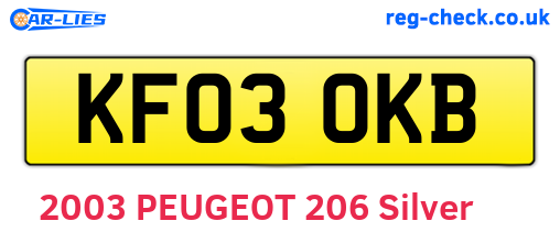KF03OKB are the vehicle registration plates.