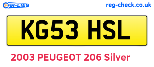 KG53HSL are the vehicle registration plates.