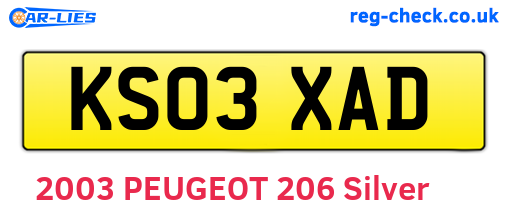 KS03XAD are the vehicle registration plates.