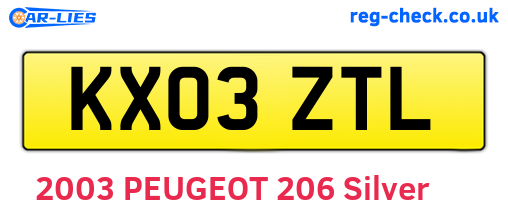 KX03ZTL are the vehicle registration plates.