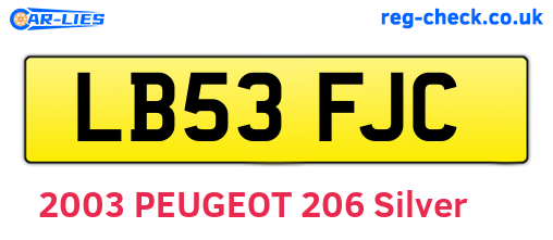 LB53FJC are the vehicle registration plates.