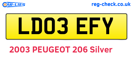 LD03EFY are the vehicle registration plates.