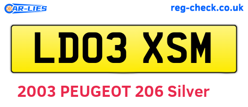 LD03XSM are the vehicle registration plates.