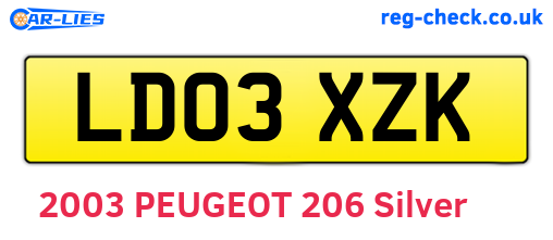 LD03XZK are the vehicle registration plates.