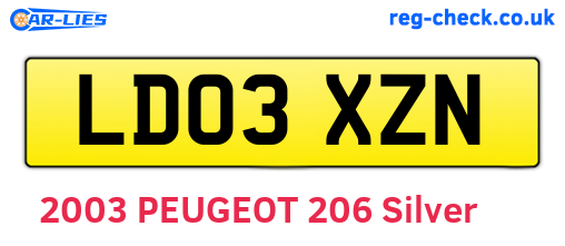 LD03XZN are the vehicle registration plates.