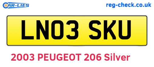 LN03SKU are the vehicle registration plates.
