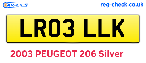 LR03LLK are the vehicle registration plates.