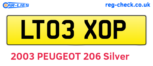 LT03XOP are the vehicle registration plates.