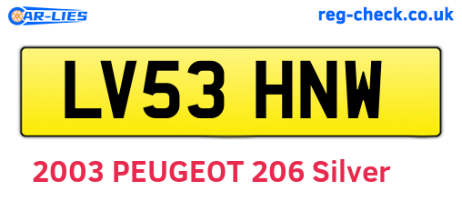 LV53HNW are the vehicle registration plates.