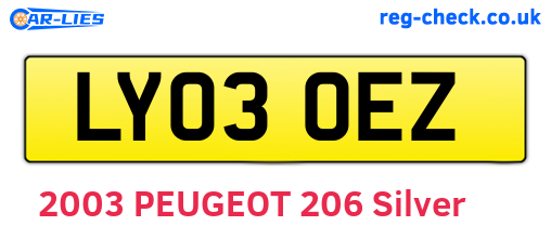 LY03OEZ are the vehicle registration plates.