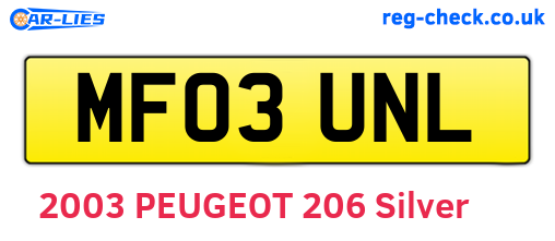 MF03UNL are the vehicle registration plates.