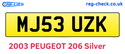 MJ53UZK are the vehicle registration plates.